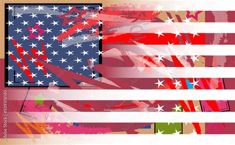 American flag graffiti, colorful pop art background USA vector. Stock ...