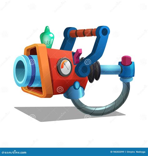 Cartoon Retro Space Blaster, Ray Gun, Laser Weapon. Stock Vector - Illustration of energy ...