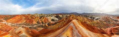 Aerial view of Zhangye Danxia Geopark, China - Stock Image - F039/1191 ...