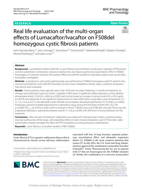 (PDF) Real life evaluation of the multi-organ effects of Lumacaftor ...