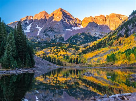 Colorado Maroon Bells Maroon Lake Autumn Colors Aspens & Snow! Fall Foliage Fuji GFX100 Sunrise ...