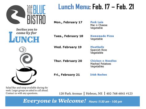 Little Blue Bistro Menu - Thayer County Health Services