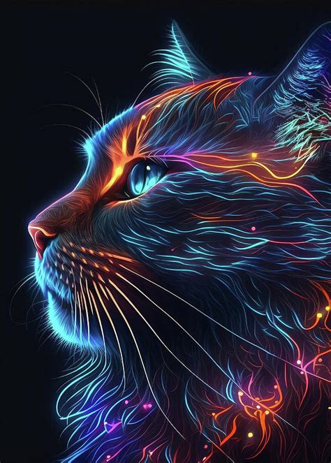 Neon Cat Digital Art by Masterpiece Gallery - Fine Art America