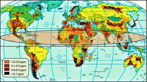 Global map of the distribution of groundwater fluoride. The ...