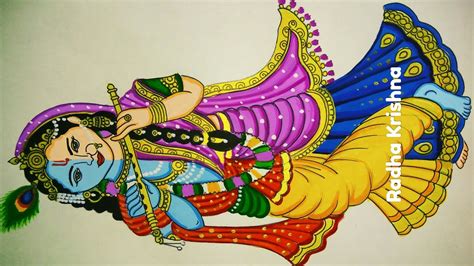 RadhaKrishna/Half Radha-Half Krishna drawing and painting/how to draw and paint Radha-Krishna ...