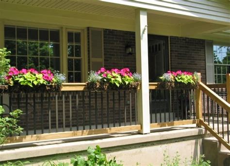 Front Porch Railings | Porch Railing Flower Boxes | Front porch flowers ...