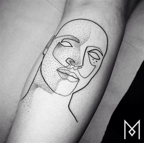 Beautiful linework and dotwork, portrait tattoo by Mo Ganji, source: Instagram / moganji ...