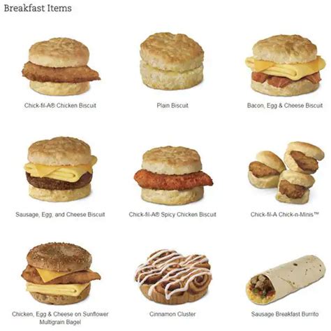 Chick Fil A Menu Breakfast Menu