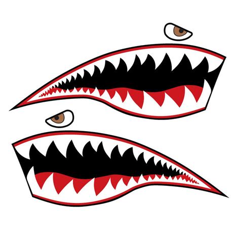 Flying Tigers Shark Mouth Decal P-40 Warhawk Warbird Nose Art Multiple Size High Quality ...