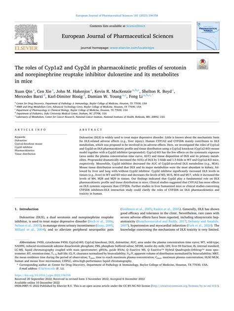 (PDF) The roles of Cyp1a2 and Cyp2d in pharmacokinetic profiles of serotonin and norepinephrine ...