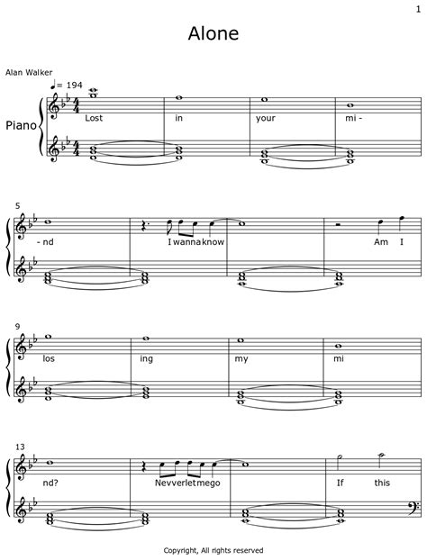 Alone - Sheet music for Piano