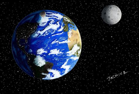 Drawing The Earth and The Moon by JasminaSusak on DeviantArt