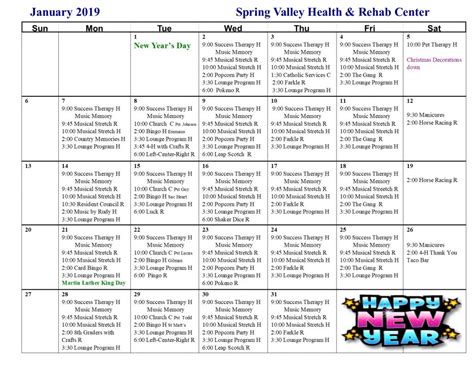 January Activity Calendar - Spring Valley Senior Living and Health Care ...