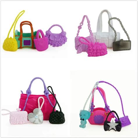 4 Pcs Cute Bags Colorful Shoulder Handbag Doll Accessories For Barbie Doll Baby Girl Kids Toy ...