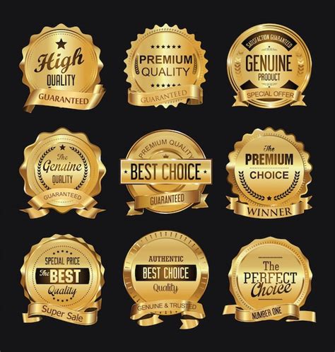 Premium Vector | Retro golden badge vector illustration collection