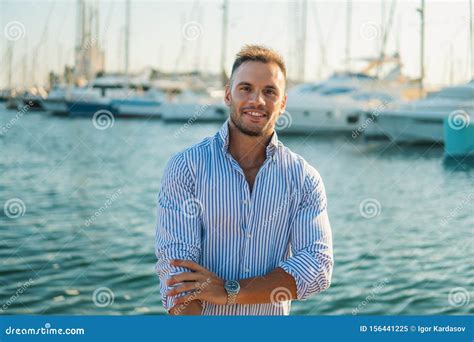 Young Rich Man at Yacht Club. Businessman is Relaxing Stock Image ...