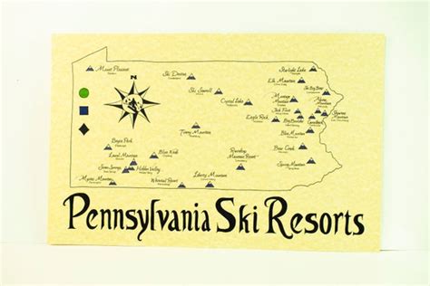 Pennsylvania Ski Resorts Map - Etsy