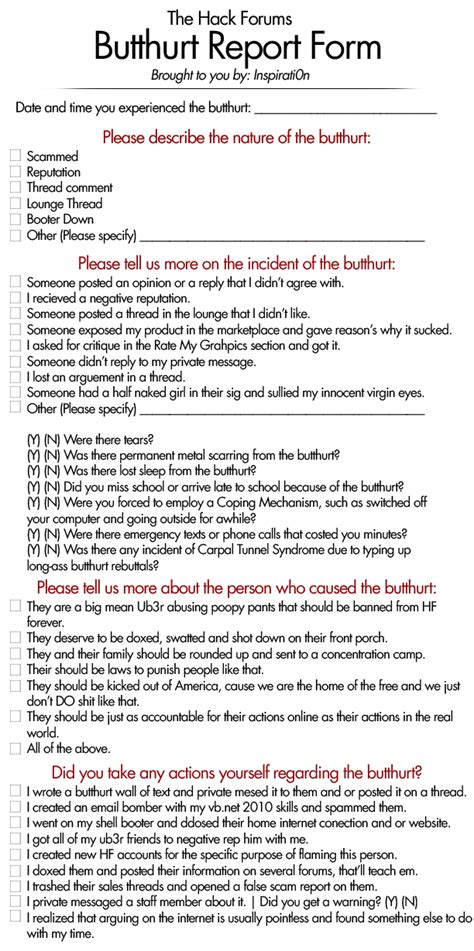 Printable Butthurt Report Form - Printable Forms Free Online