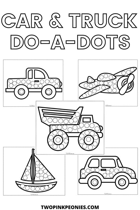 Text that says Car and Truck Do-a-Dots below are mock ups of some of the do-a-dot pages. Diy ...