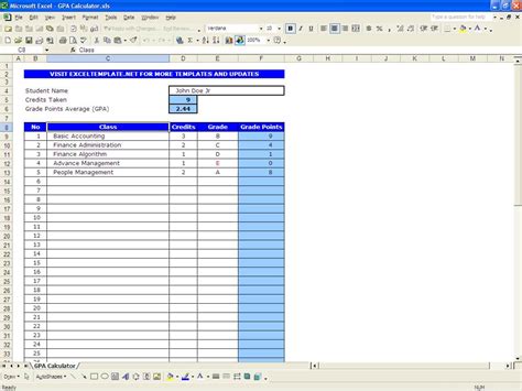 GPA Calculator | Excel Templates