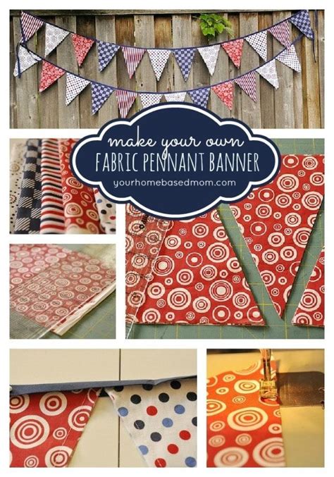 fabric pennant banner www.yourhomebasedmom.com Fabric Projects, Fabric ...