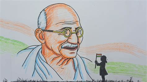 Mahatma Gandhi | easy drawing step by step for beginners | Easy ...