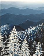 How to Paint Smoky Mountains in Winter at a Painting with a Twist night out! | Mountain ...