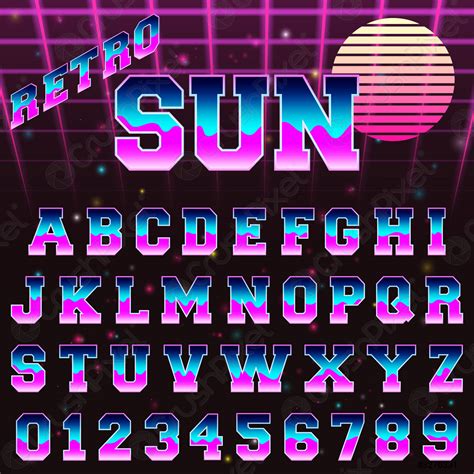 80s retro alphabet font template - stock vector 3270331 | Crushpixel