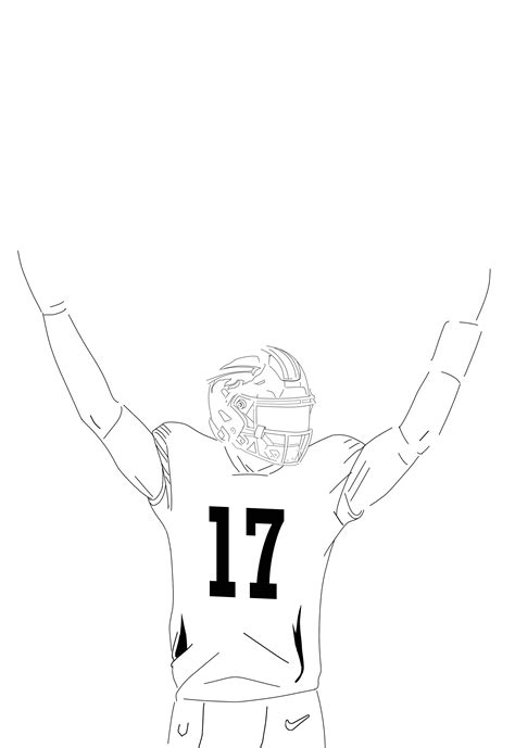 Minimalist Outline Sketch Of Josh Allen Buffalo Bills - Coloring Home