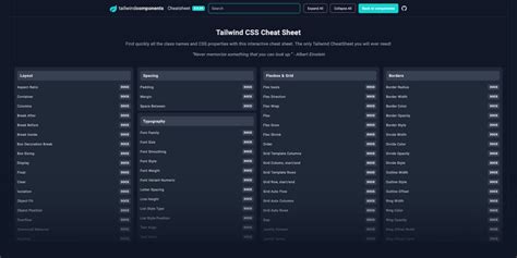 Tailwind CSS Cheat Sheet - All Tailwind CSS class names and CSS properties in one place ...