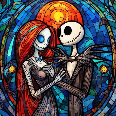 Stained Glass Jack and Sally Png Jack Png Sally Png - Etsy