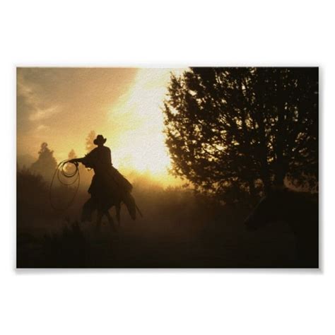 Cowboy with Lasso in Sunset Poster | Zazzle.com | Year of the horse ...