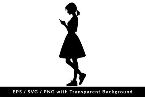 Girl Using Smartphone Silhouette SVG EPS Graphic by martcorreo ...