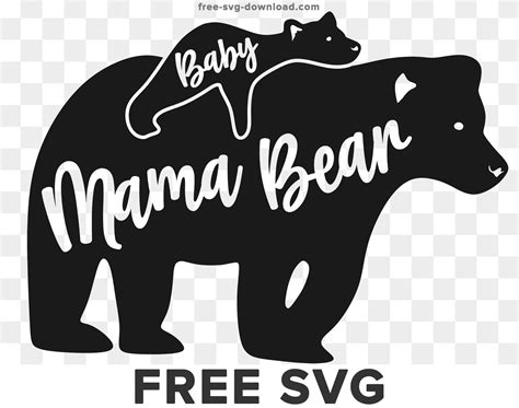 Mama Bear with Baby Svg | Free SVG Download