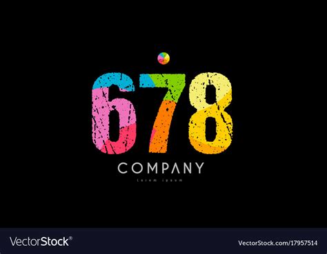 678 number grunge color rainbow numeral digit logo