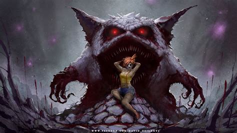 fondo de pantalla gengar,demonio,personaje de ficción,ilustración,hombre lobo,cg artwork ...