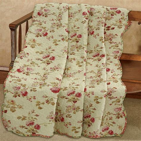 Cozy Line Vintage Rose Floral Print 100% Cotton Quilted Throw Blanket ...