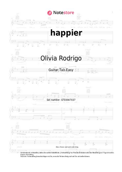 happier - Olivia Rodrigo chords tabs gitarre Note-Store.de | Gitarre ...