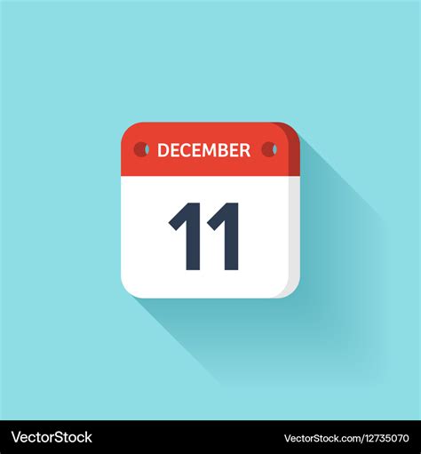 December 11 isometric calendar icon with shadow Vector Image