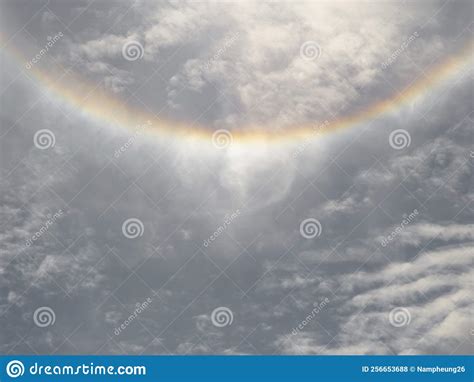 Beautiful Upside-down Rainbow or Circumzenithal Arc on Blue Sky with ...