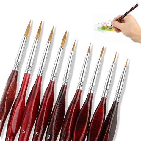 Pack Paint Brush Set, EEEkit Sable Hair Miniature Paint Brush Set Fine ...