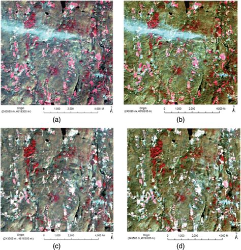 Comparison images before radiometric correction and after radiometric ...