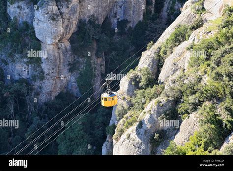 Aeri de Montserrat mountain, aerial cable car, Catalonia, Spain Stock Photo - Alamy