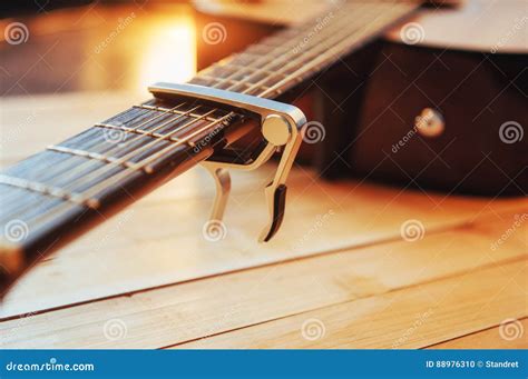 Photography Classical Guitar on a Light Brown Background Stock Photo ...