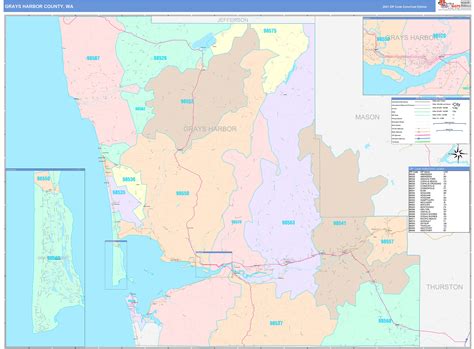 Grays Harbor County, WA Wall Map Color Cast Style by MarketMAPS