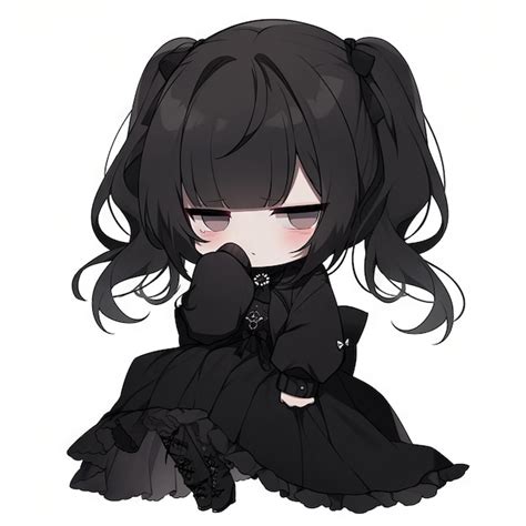 Premium Photo | Expressive anime chibi illustration of a sad goth girl Created using Generative AI