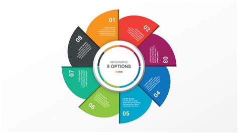 Free Colorful Circle Infographic with 8 Steps for PPT Template