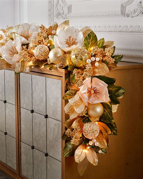 Winter White & Gold Pre-Lit 6' Christmas Garland