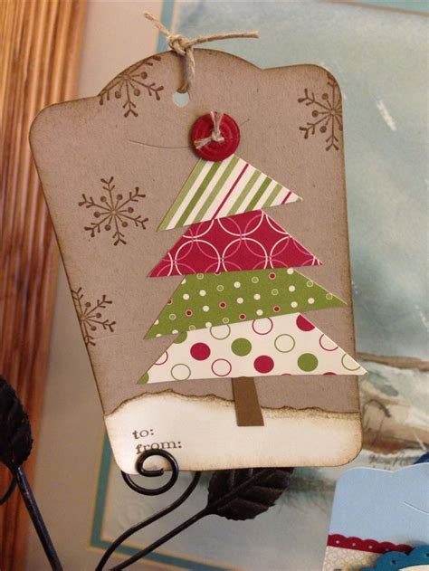 Christmas tree from scraps. stamp some snowflakes on bkgrd | Christmas ...