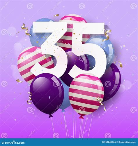 Happy 35th Birthday Greeting Card with Balloons. 35 Years Anniversary ...